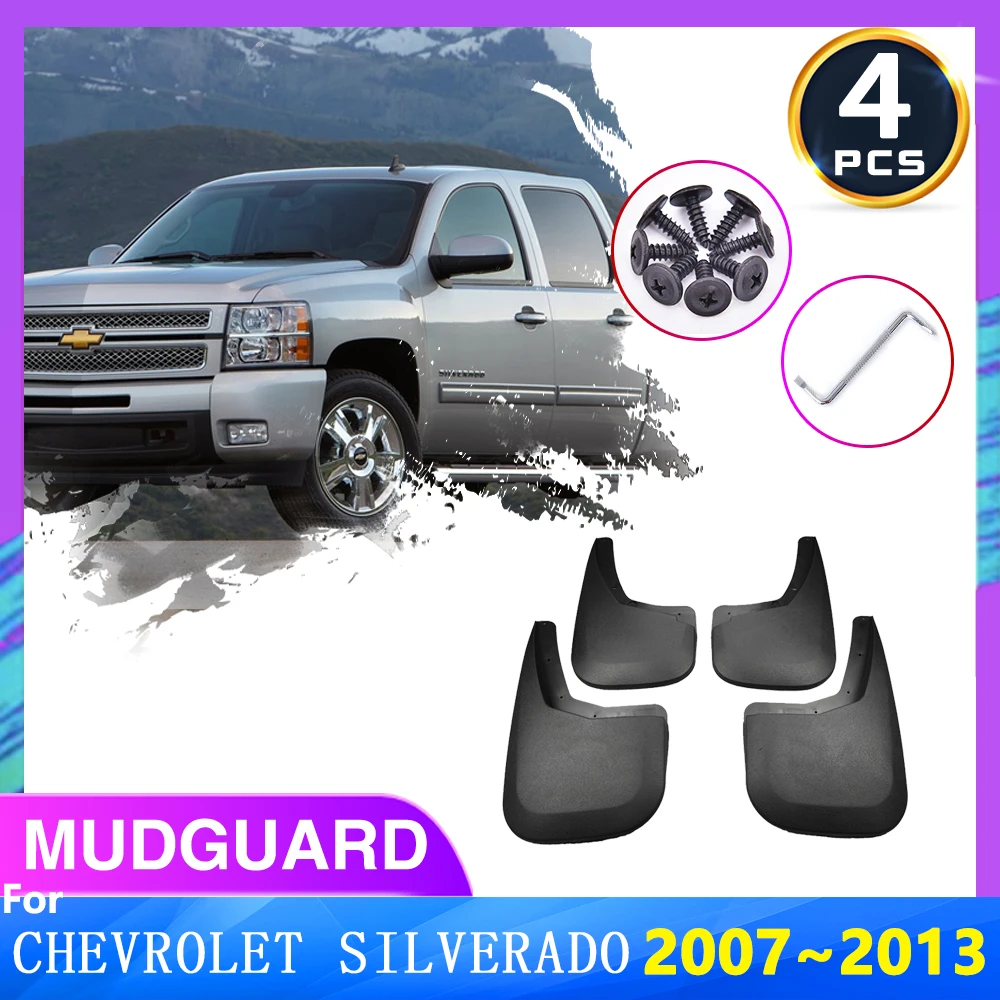 

4 шт., передние и задние брызговики для Chevrolet Silverado GMT900 GMC C K 2008 2007 ~ 2013