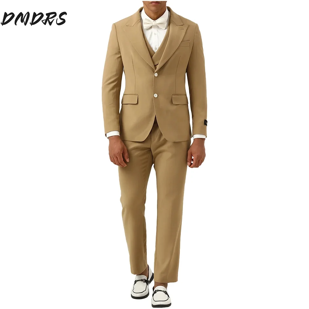 

Classic Champagne Men's Prom Suit 3PCS 2025 Formal Single Breasted Suit For Groomsmen Including Jacket Pants Suit Customized