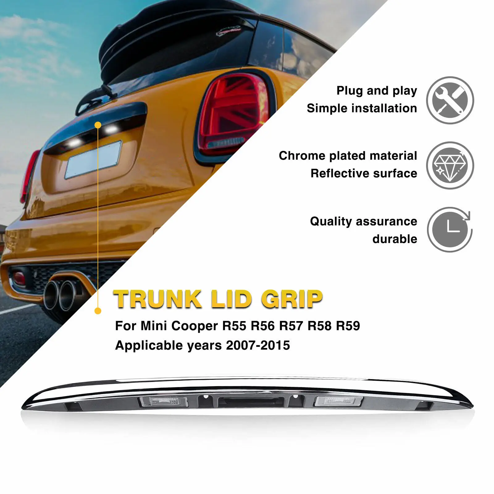 

Electroplated Rear Door Switch Applicable To BMW MINI Models - R56-R59 51132753603 51132753602 Hatch Trunk Handle Replacement