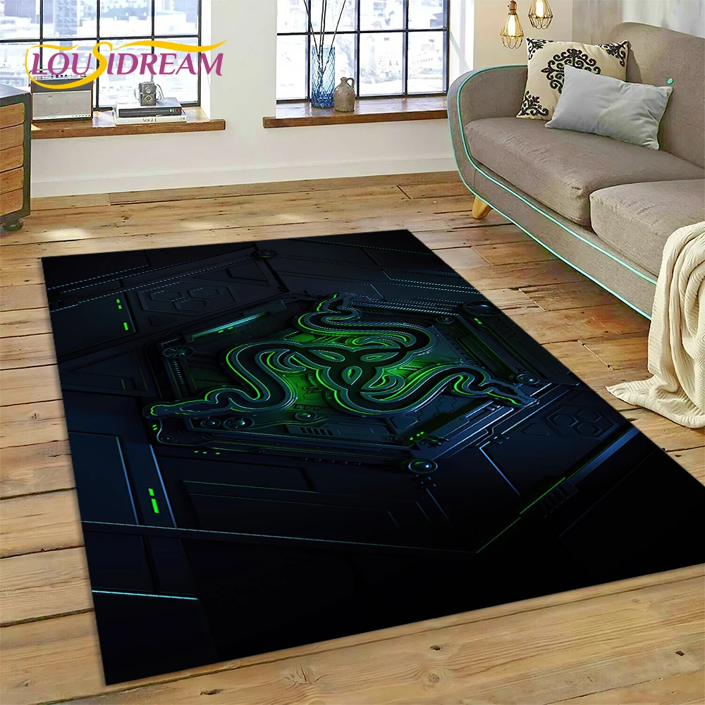 Razer Logo Game Snake Cartoon Customized Carpet Rug for Bedroom Living Room Home Sofa Decoration,Kid Play Large Decor Floor Mat