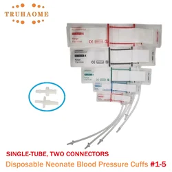 Human Use White Color NIBP Cuff Single Hose Disposable Neonate Blood Pressure Cuffs For Neonatal Size Patient Diagnostic Monitor