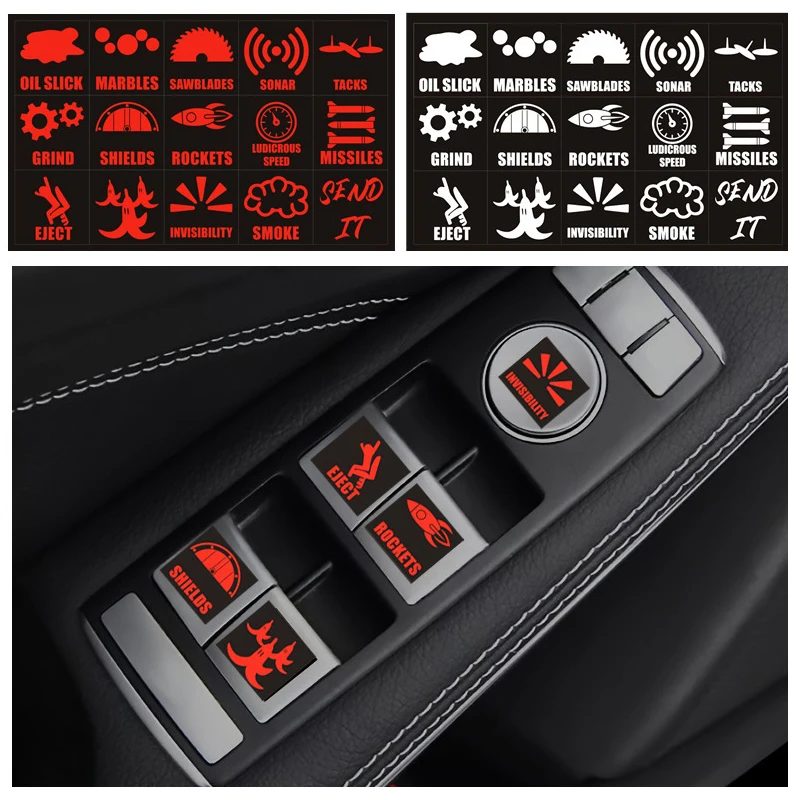 

1pc PVC Car Switch Button Stickers Button Decals Self-Adhesive Car Interior Stickers Geometric Auto Theme Decals 7.8*4.8cm