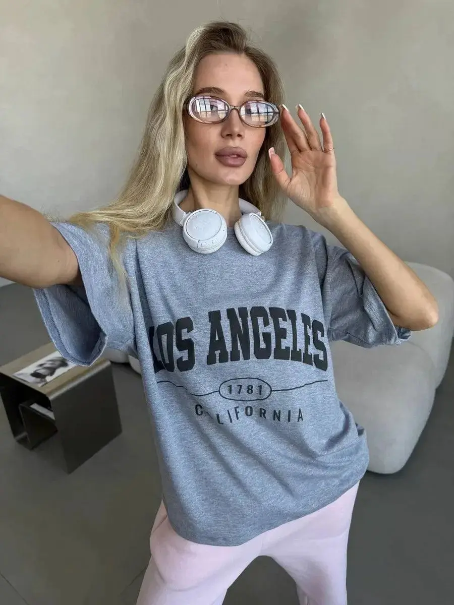 American Retro Letters Oversized T Shirt Short Sleeve Casual Graphic Tee Fashion Women Clothes T Shirt Women Y2k Aesthetic