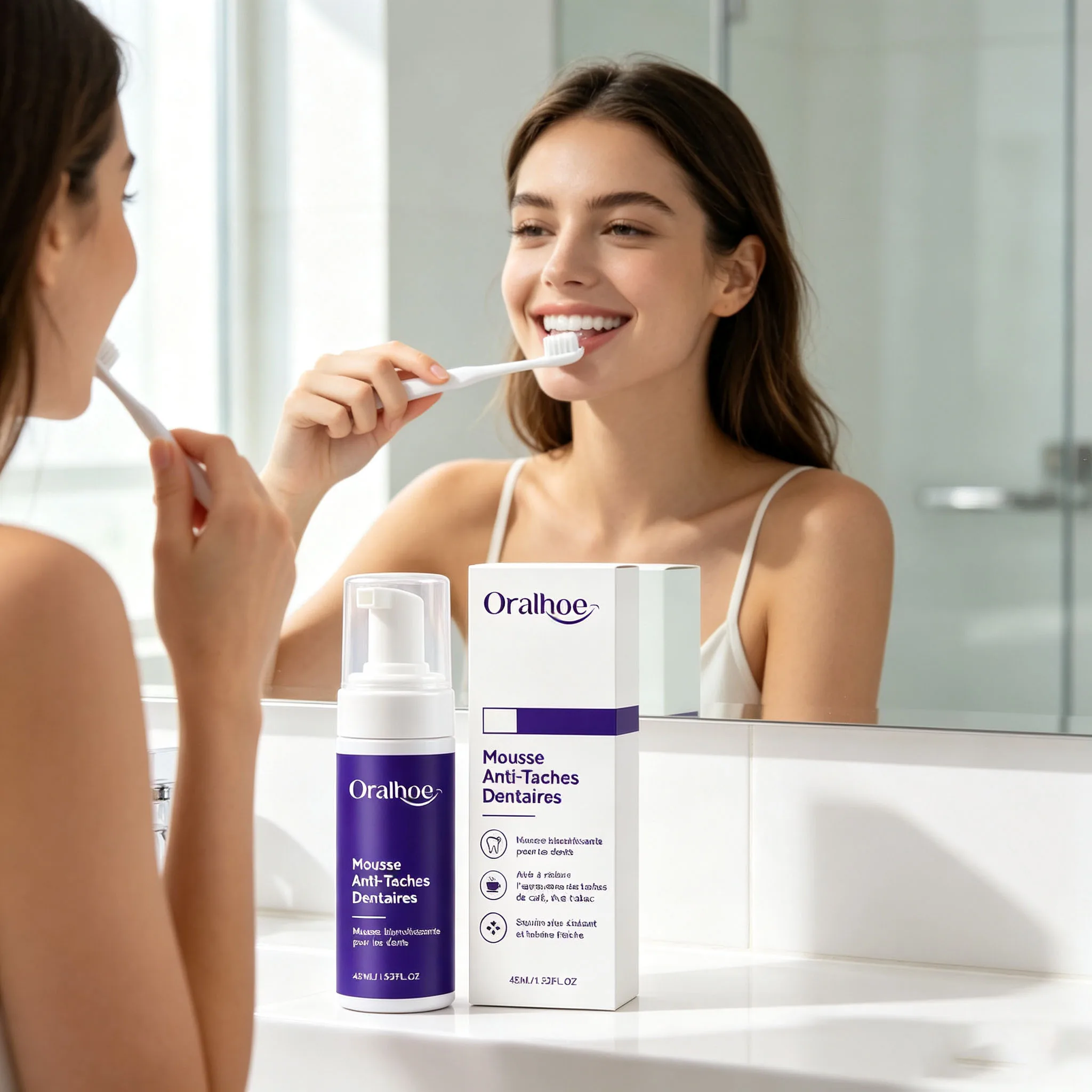 Oralhoe Purple Toothpaste Mousse Plaque Removal Soothe Gums Reduce Pigmentation Restore Natural Shine Teeth Whitening Toothpaste