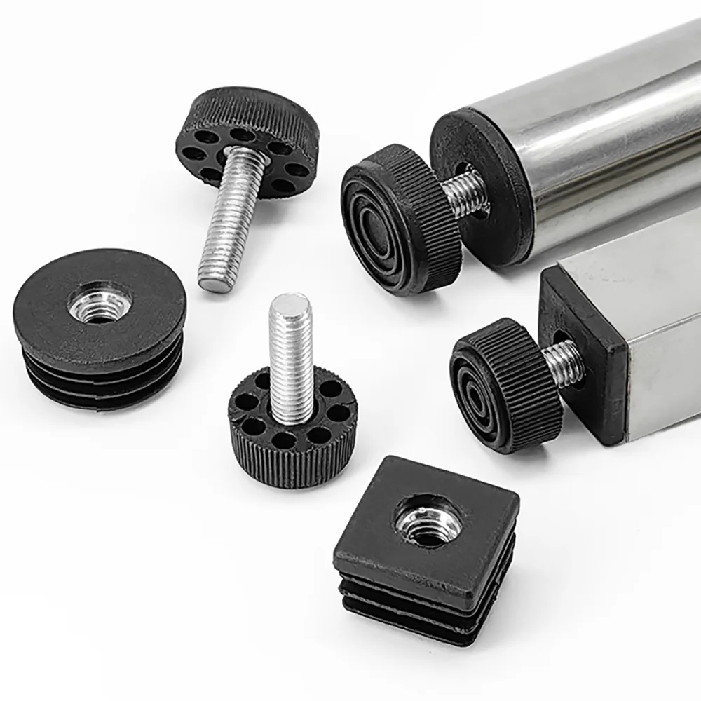2-4pc M6M8 Adjustable Furniture Leg Screw-In Base Height Adjustment Plastic Leg Feet Glide Slide Leveler Chair Pad Protect Floor