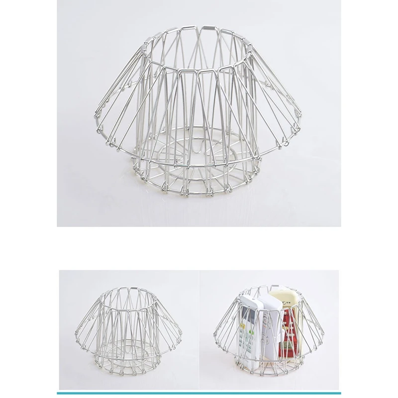 Multifunctional Storage Basket Folding Stainless Steel Variety Fruit Basket Gadget Hollow Fruit Basket Storage Basket