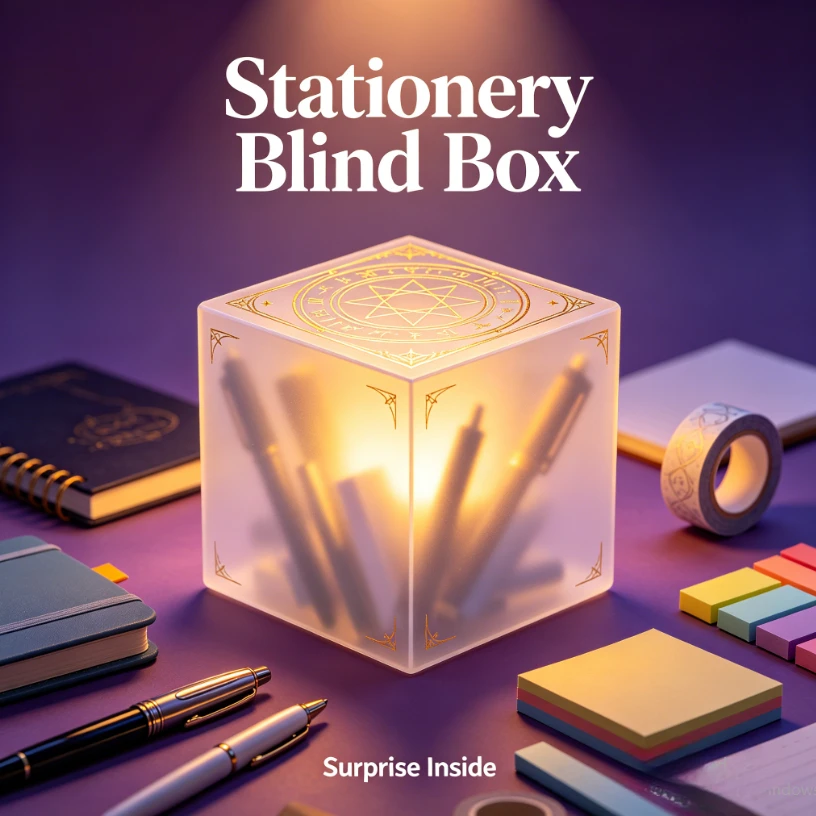 

Office & School Stationery Surprise Blind Box - Pen, advanced calculator notebook Creative DIY Scrapbooking Kit with Panda Plush, Mystery Puzzle Toys, and Accessories | Perfect Gift for Kids, Teens,