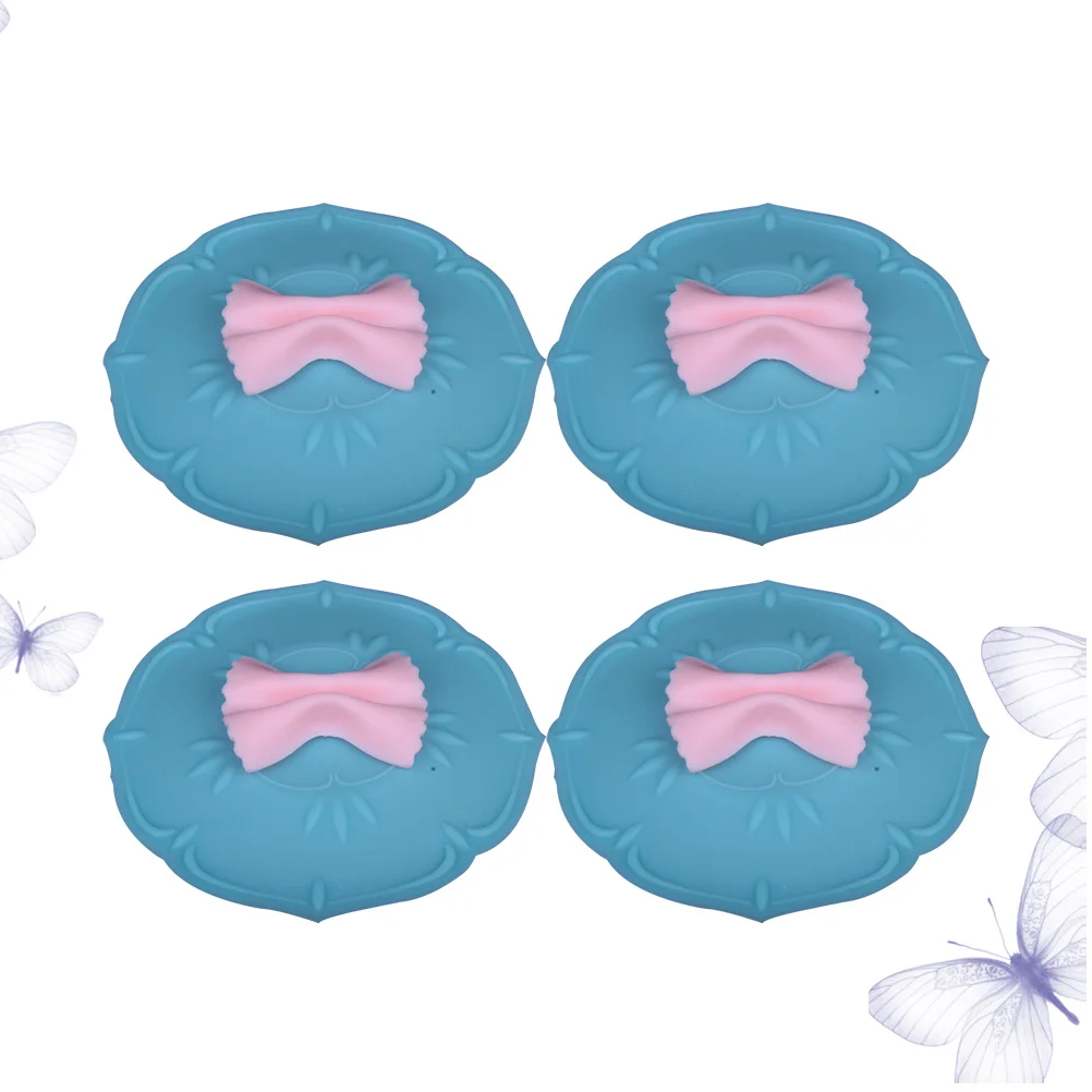 

4Pcs Cartoon Silicone Mug Covers Food Grade Cup Lids Leakproof Airtight Drink Sealed Lids Keep Coffee Tea Warm Prevent Dust Cup
