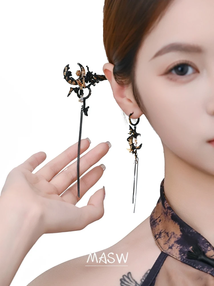 MASW Original Design Ancient-inspired Black Moon Butterfly Hairpin For Momen Hair Accessories High Quality Trendy Jewelry