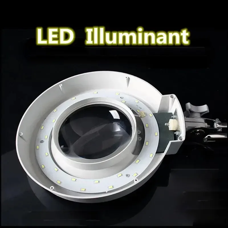 220V 20X 56 LED Lamp Stainless Steel Magnifier Magnifying Glasses with Led Lights Soldering Helping Hand Loupe Solder Clamp