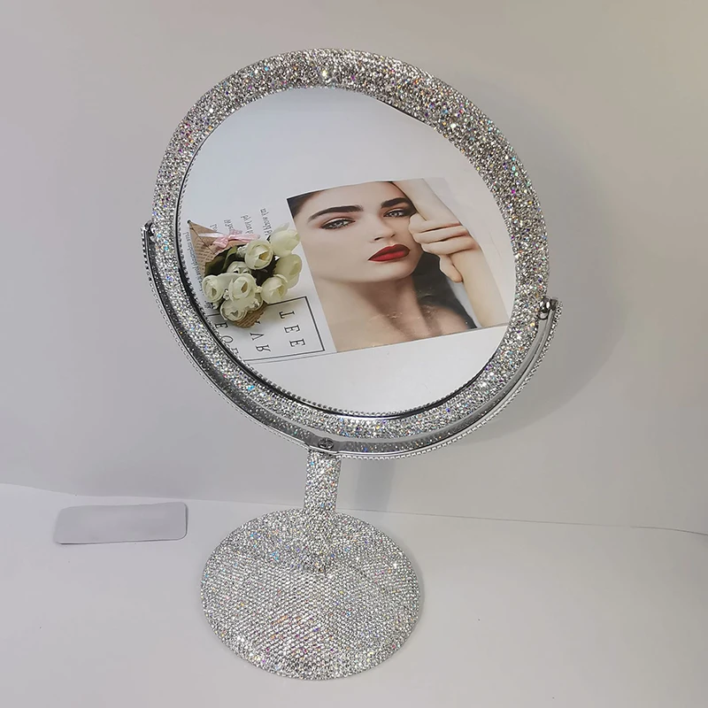 Imagem -05 - Completo Diamante Maquiagem Espelho Grupo Rotary Folding Princesa Dupla Face Diamante Desktop Strass Presente