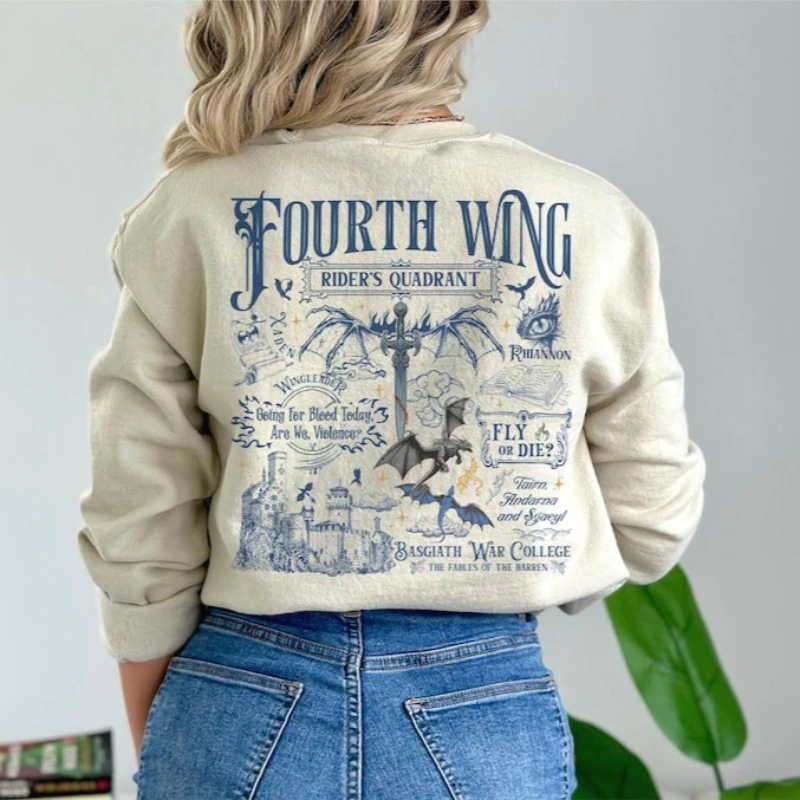 قميص رباعي الجناح الرابع لراكبي الدراجات الخيالية Dragon Merch Basgiath War College Lovers Tairn Xaden Riorson Andarna Empyrean Series