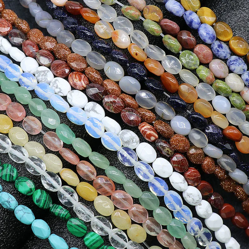 Faceted Oval Natural Stone Beads 6x8mm Crystal Agate Loose Beads for Jewelry Making DIY bracelet necklace earrings accessories