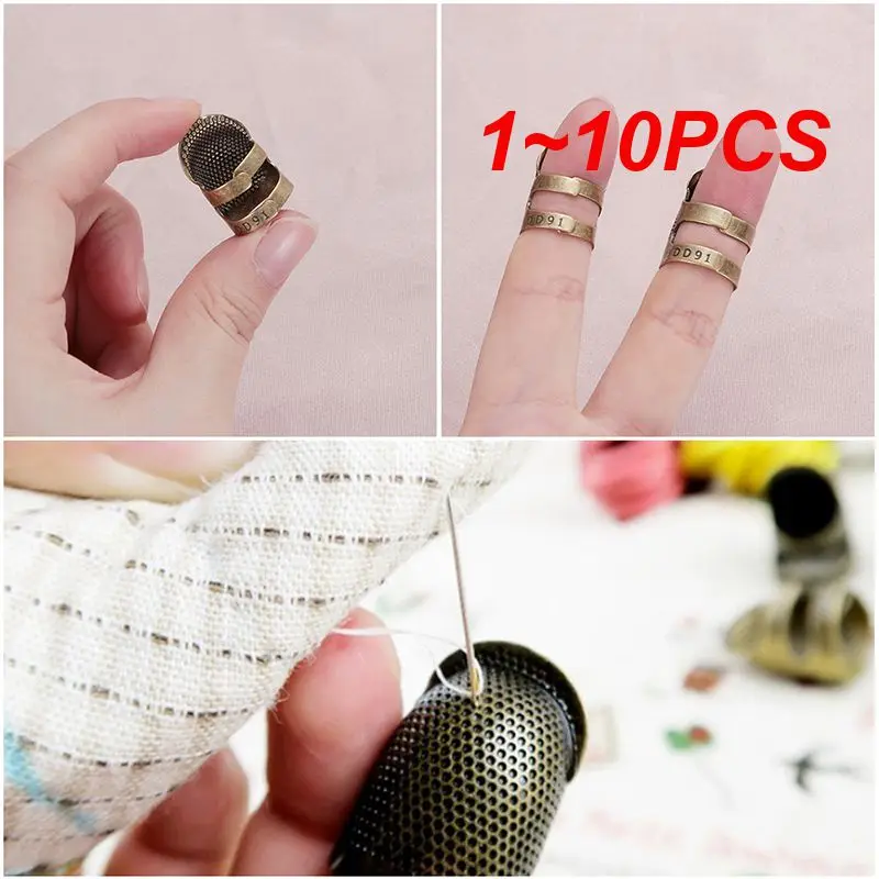 1~10PCS Retro Finger Protector Antique Thimble Ring Handworking Needle Thimble Needles Craft Household Sewing Tools