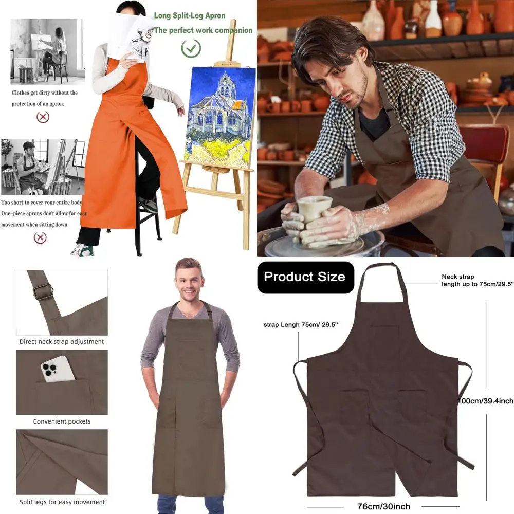 

Full-Coverage Ceramic Art Apron with Long Split Legs for Unisex Use