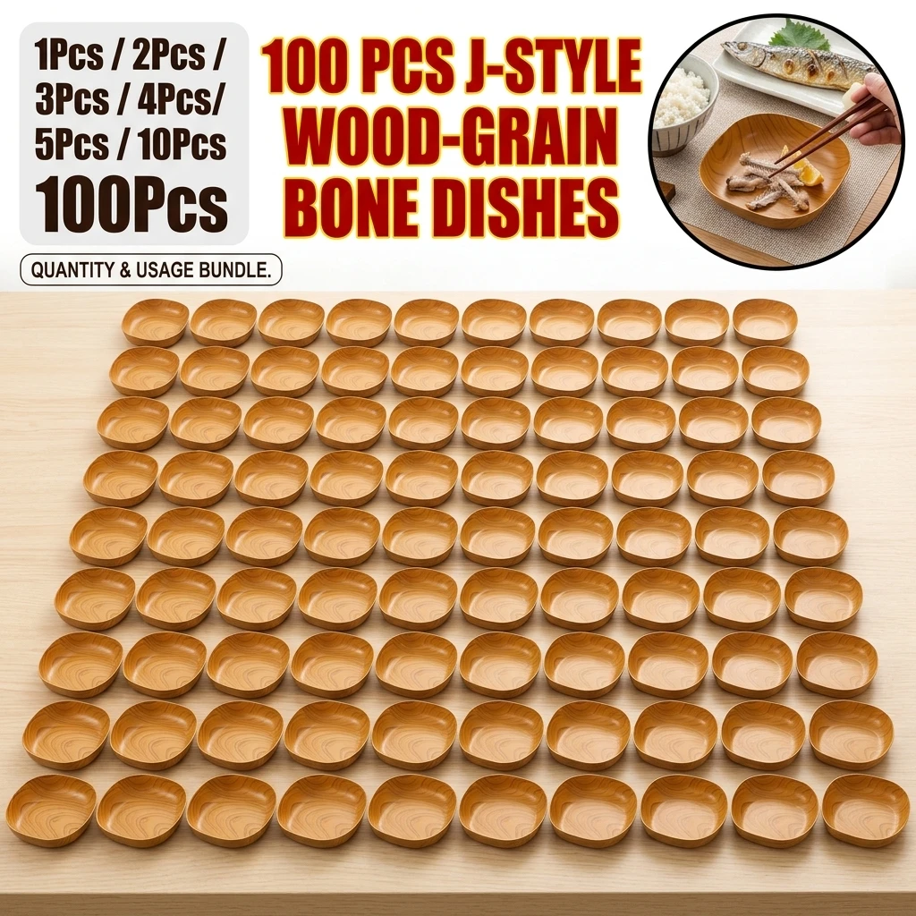 Kitchen Imitation Wood Grain Plastic Square Plate Japanese Afternoon Tea Fruit Dish Tea Tray Plastic Bone Dish Kitchen Tableware