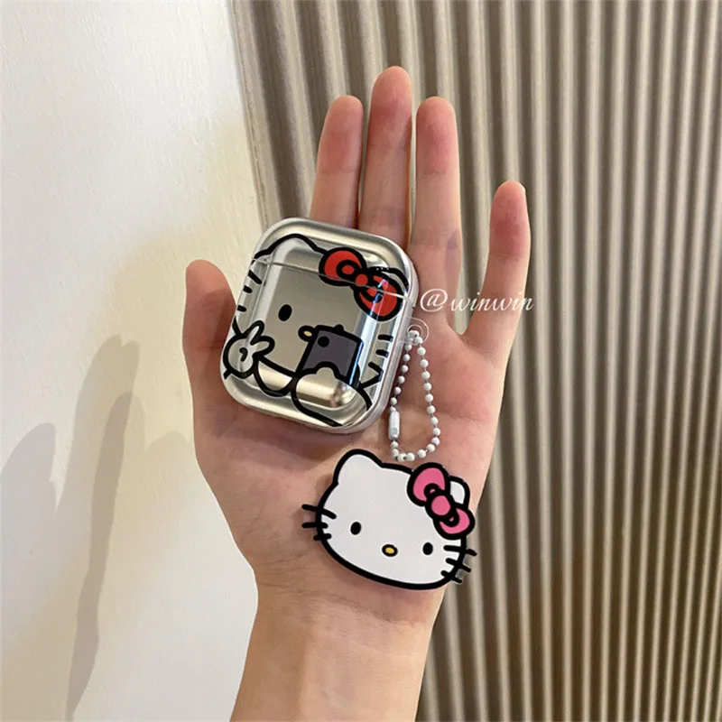 Miniso Cute Hello Kittys Airpods Case Cartoon Plating Fall Prevention Airpods 1 2 3 Anime Protectuve Covers Girl Birthday Gift