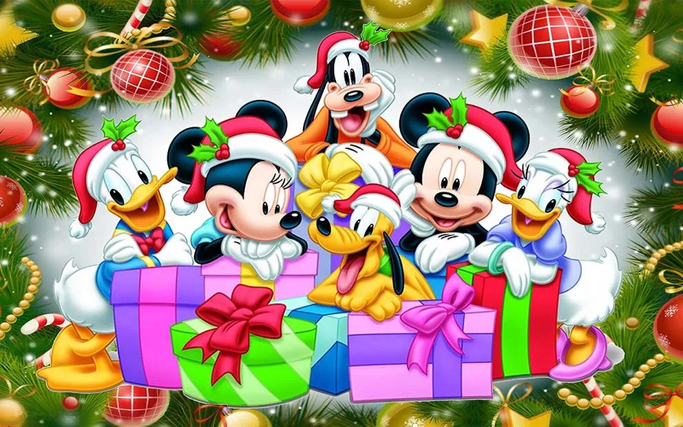 Christmas Backdrop Mickey Mouse Red Merry Christmas Background Baby 1st Christmas Ornament 2024 Minnie Mouse Backdrops