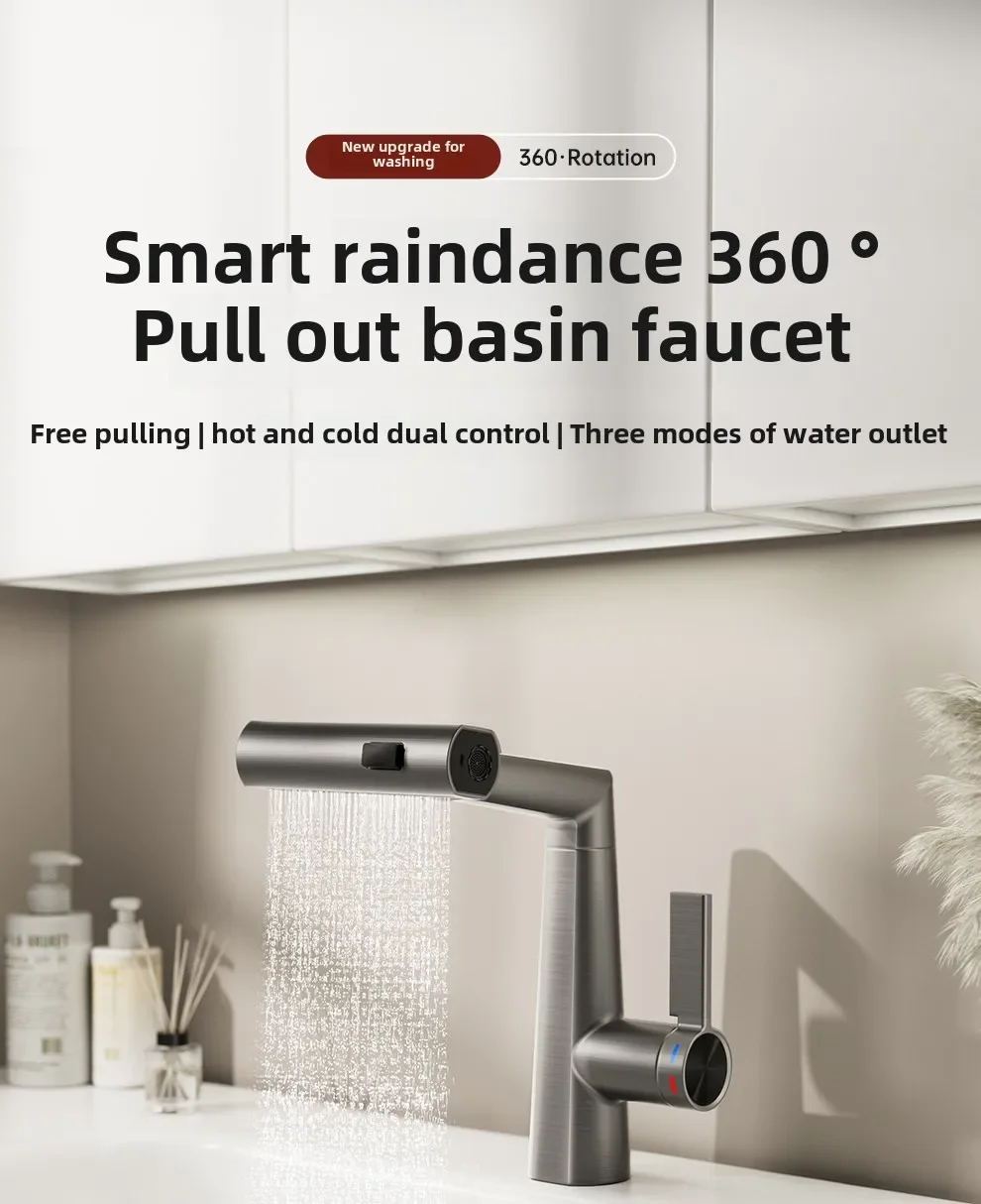 

Full copper pull-up lift cold washbasin bathroom cabinet balcony faucet
