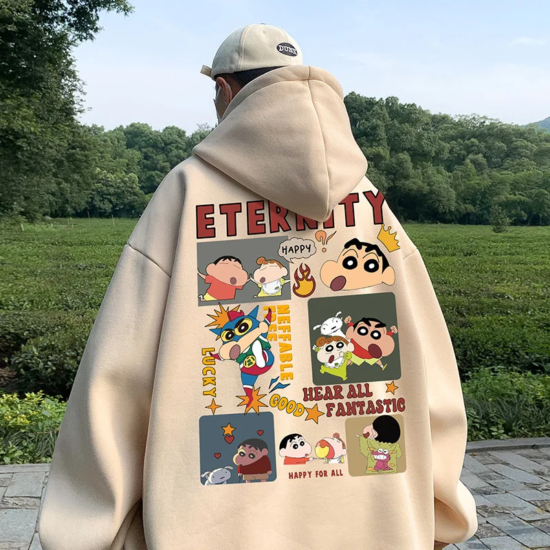 2024 New Crayon Shin Chan Hoodie Male Anime Cartoon Student Hoodie Fashionable Casual Trend Loose Fitting Pullover Couple Jacket