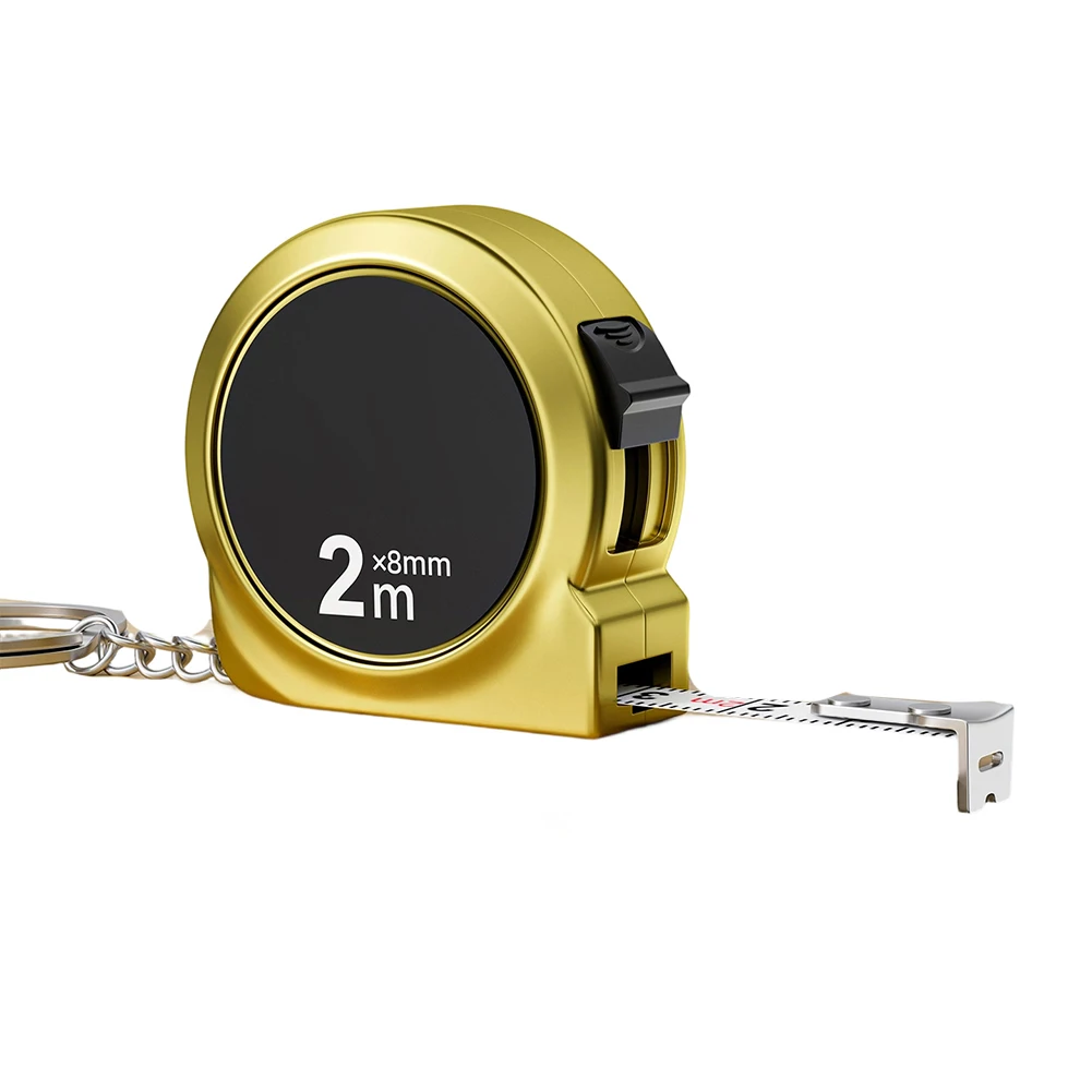 2m Retractable Tape Measure Compact Keychain Mountable for Home Workshop Garden Use Clear Markings Steel Tape Accurate Reading