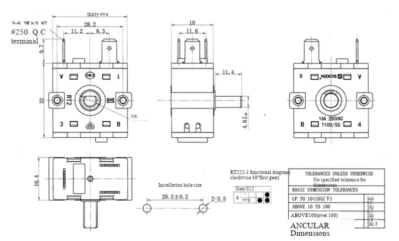 5 Stück Elektrischer Ölheizer, Heizlüfter, Drehschalter, 3-polig 3-Gang, 5-polig 4-Gang, hohe Leistung, 16A, 250V – Detail 3