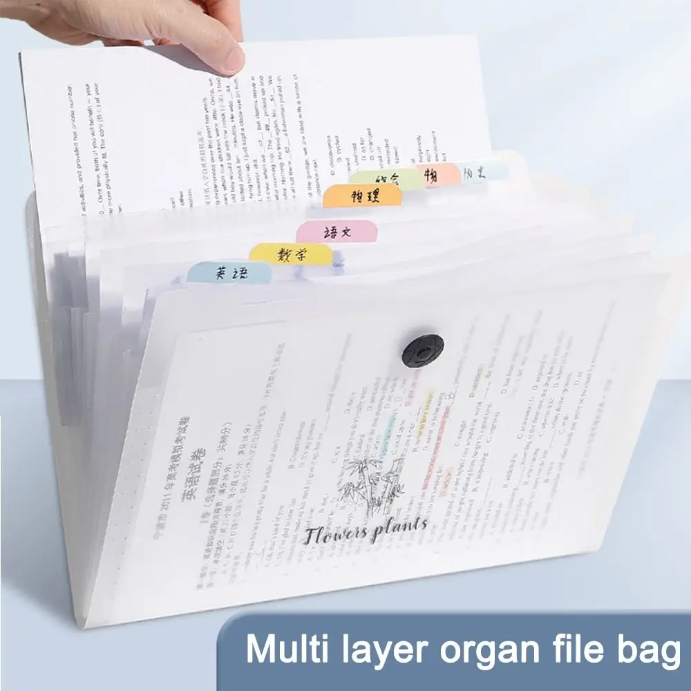 

Simple 5/8/12 Grids A4 Document Bag Multi-Layer Large Capacity File Folder Test Paper Storage Waterproof A4 Organ Bag Students