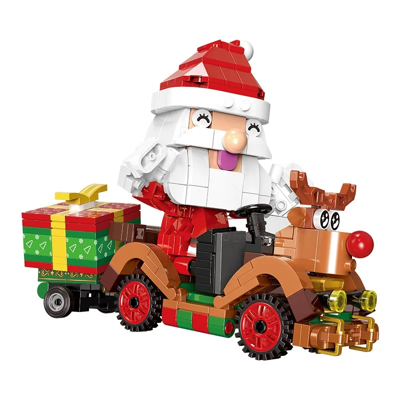 Bambini City Christmas House Building Blocks giocattoli natalizi creativi renna babbo natale mattoni kit bambini assemblare regali giocattolo