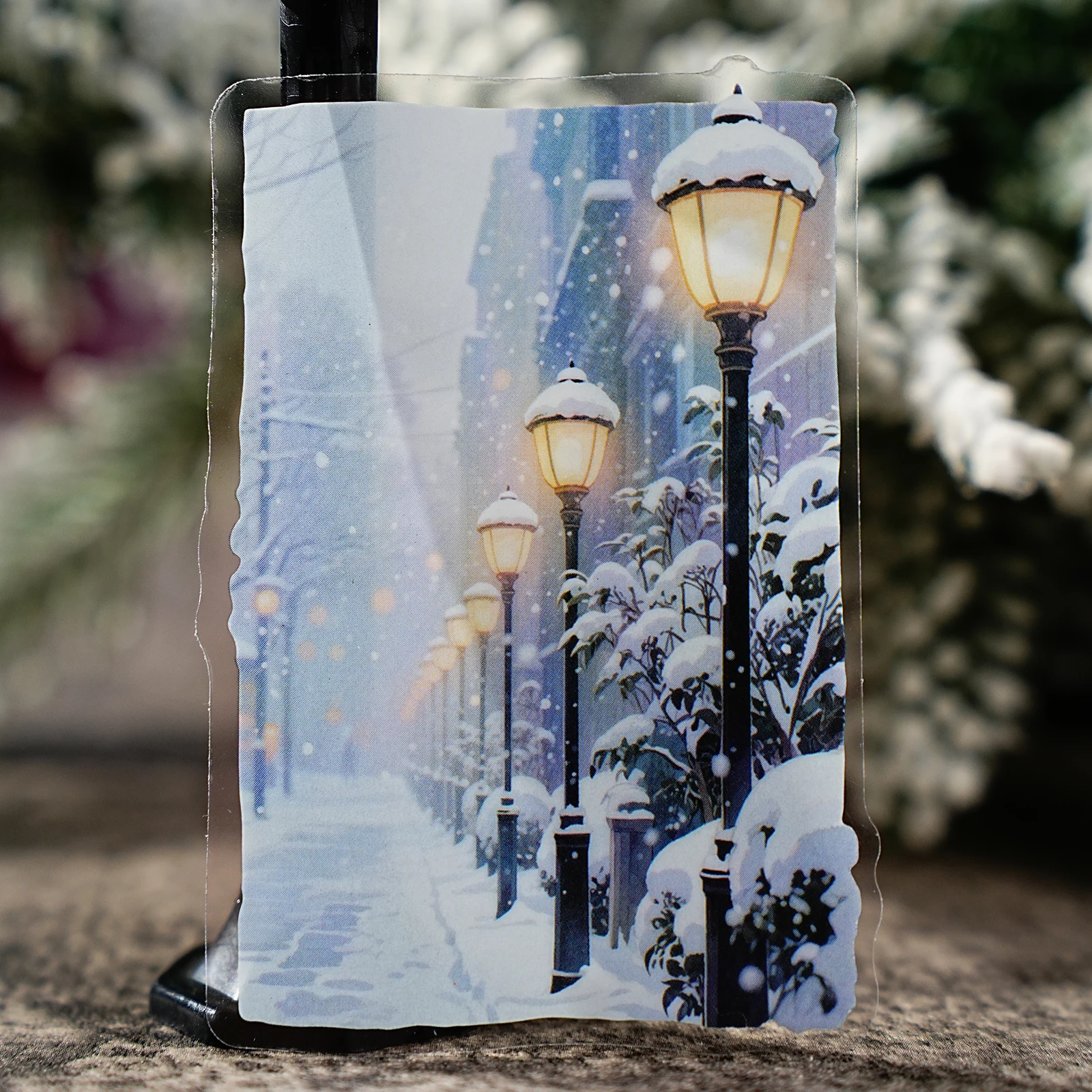 15枚の冬の街並みステッカー、スクラップブッキング、ラップトップ、電話ケース、DIYジャーナル、文房具デカール、季節のクラフト用品用