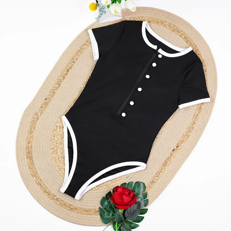 Bikini One Piece Swimsuit 2026 Vintage Retro Swimwear Women Swimsuit Zip Up Bathing Suit Beachwear Monokini Female Swimming Suit