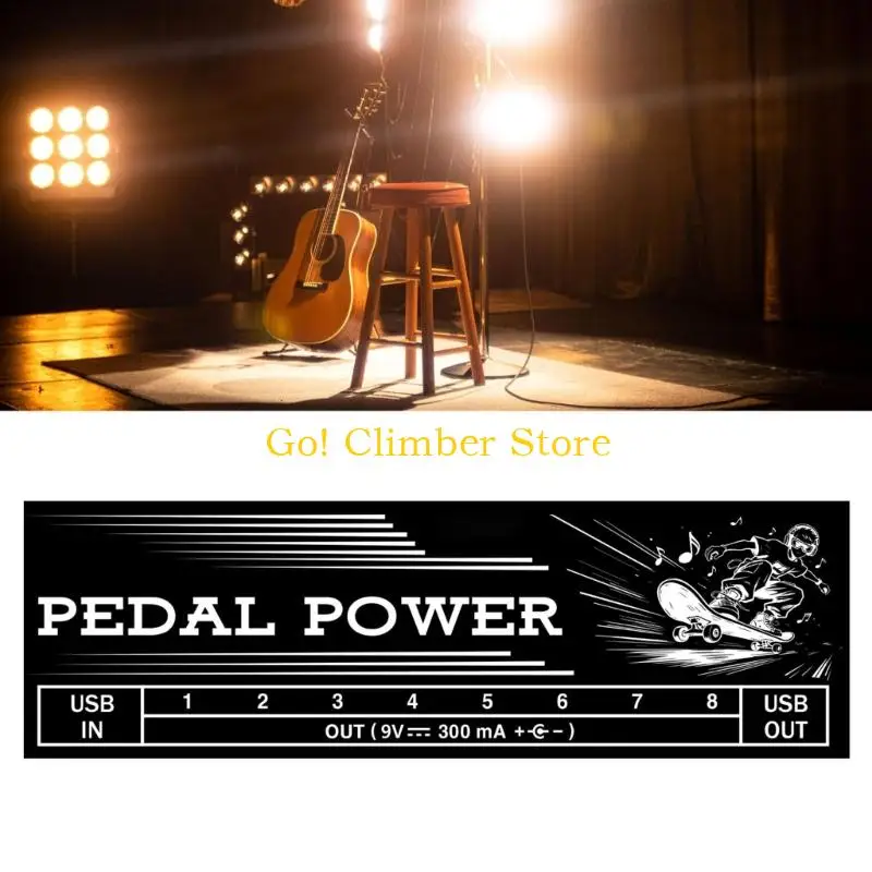 Q84C 8 Output Guitar Pedal Power Supply with Type C Input, Side USB Port and Metal Housing, Pedalboard Power Box for Practice