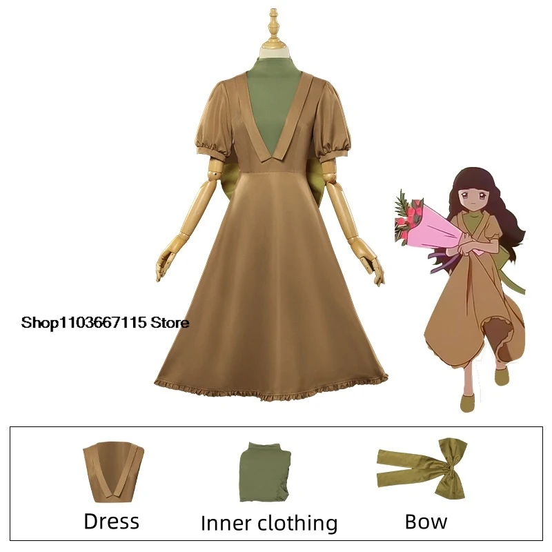 Anime Cardcaptor Sakura Card Captor Cosplay Tomoyo Daidouji Deep Coffee Color Dress Woman Sexy Cute Lolita Wigs Cos Customized