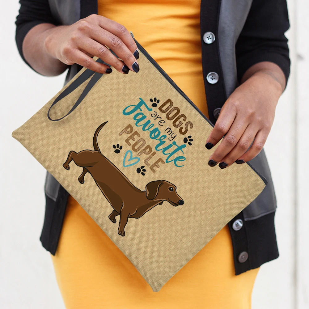 Short Legs Big Dachshund Dog Print Clutch Pouch Makeup Bag Travel  Women's Cosmetic Bags Zipper Toiletry Organizer Gift For Her