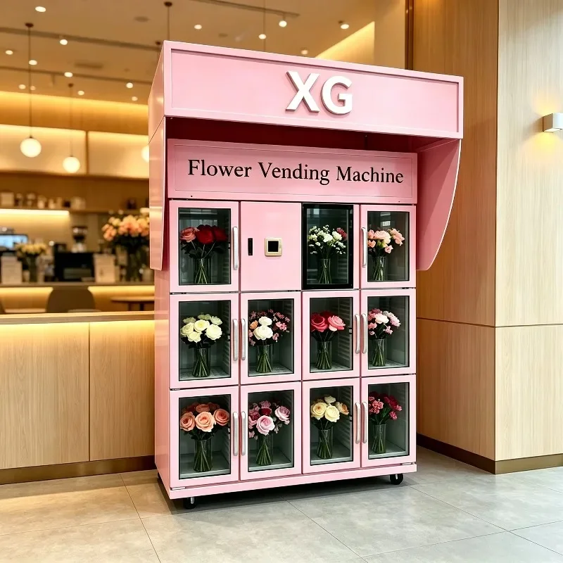 Commercial Flower Vending Machine With Rain Canopy Fresh Flower Bouquet Smart Locker Vending Machine Touch Screen Payment System