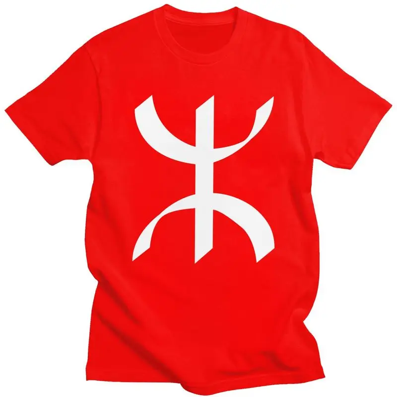 Custom Berber Tifinagh Symbol T Shirts for Men Pure Cotton Tee Tops Flag Of Amazigh Tshirts T-shirt Clothing
