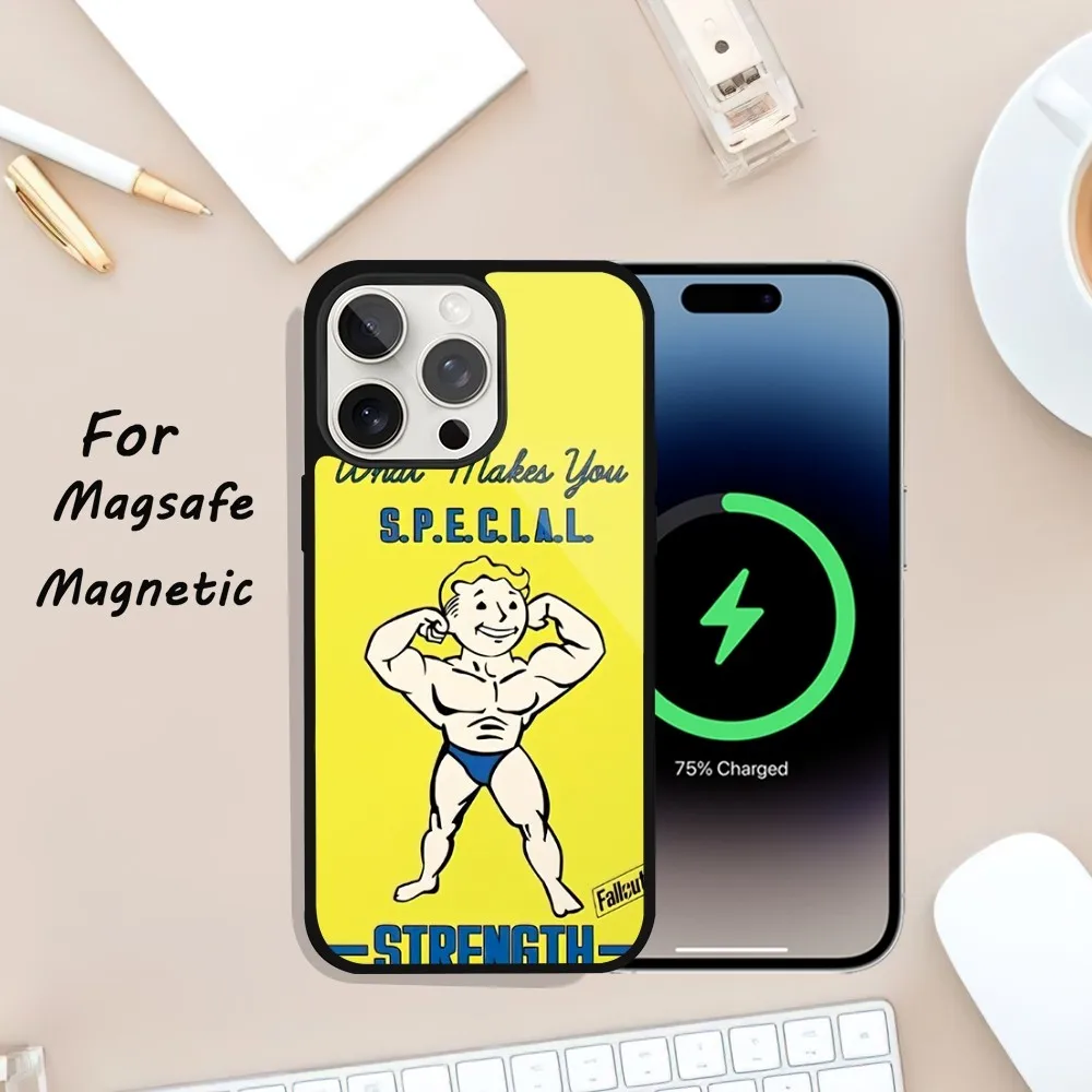 funny F-Fallout boy Phone Case For iPhone 11 13 12 14 15 Plus Max Pro Magsafe Magnetic Wireless Charging shell