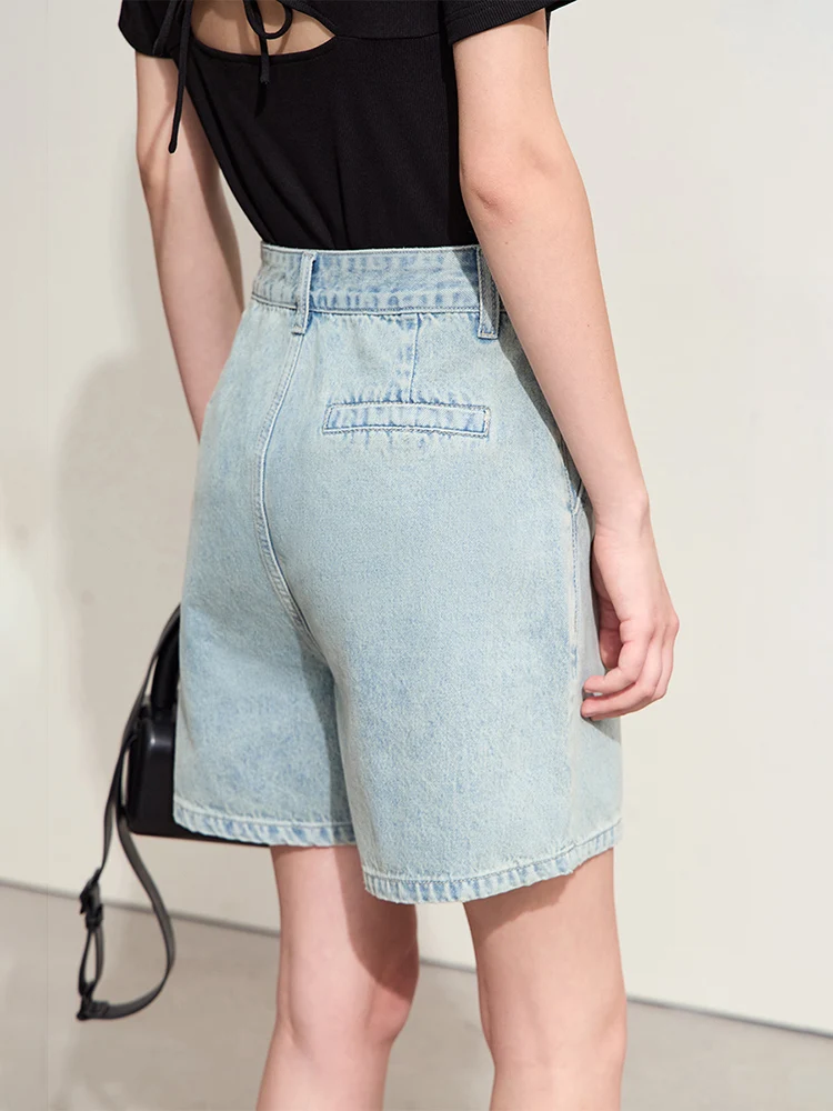 Amii Minimalism 2024 Summer New Denim Style Women Jeans Shorts Retro Washed A-line Loose Casual Basics Female Pants 12422137