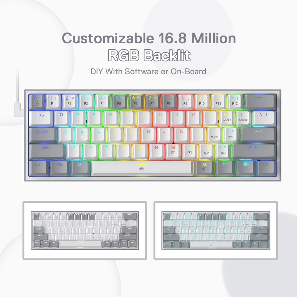 Redragon FIZZ RGB メカニカルキーボード Amazon | レッドラゴン K617 ゲーミングキーボード 60%有線メカニカル