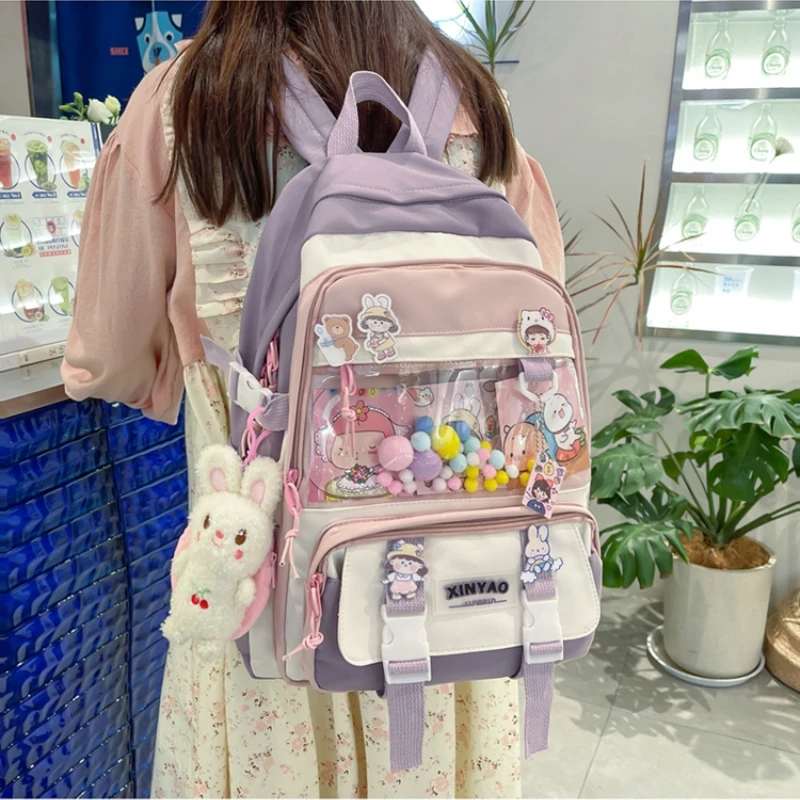 2022 New Fashion Waterproof Women Backpack Teenager Girl Kawaii BookBag Laptop Rucksack Cute Student School Bag Mochila Female