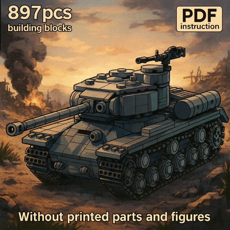 

DIY Assembly Collection Educational Toys Gift Military Vehicle Bricks Model IS-2 Mod 1944 Soviet Heavy Tank MOC Building Blocks