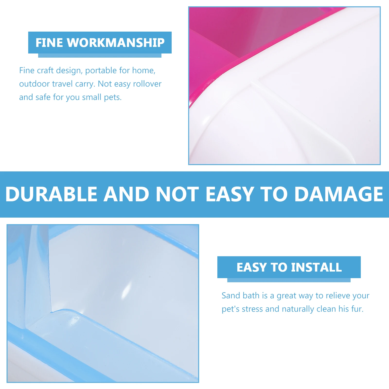 

2 pcs Hamster Sand Bath House Half Transparent Detachable Plastic Container For Small Pets Portable Outdoor Travel Use