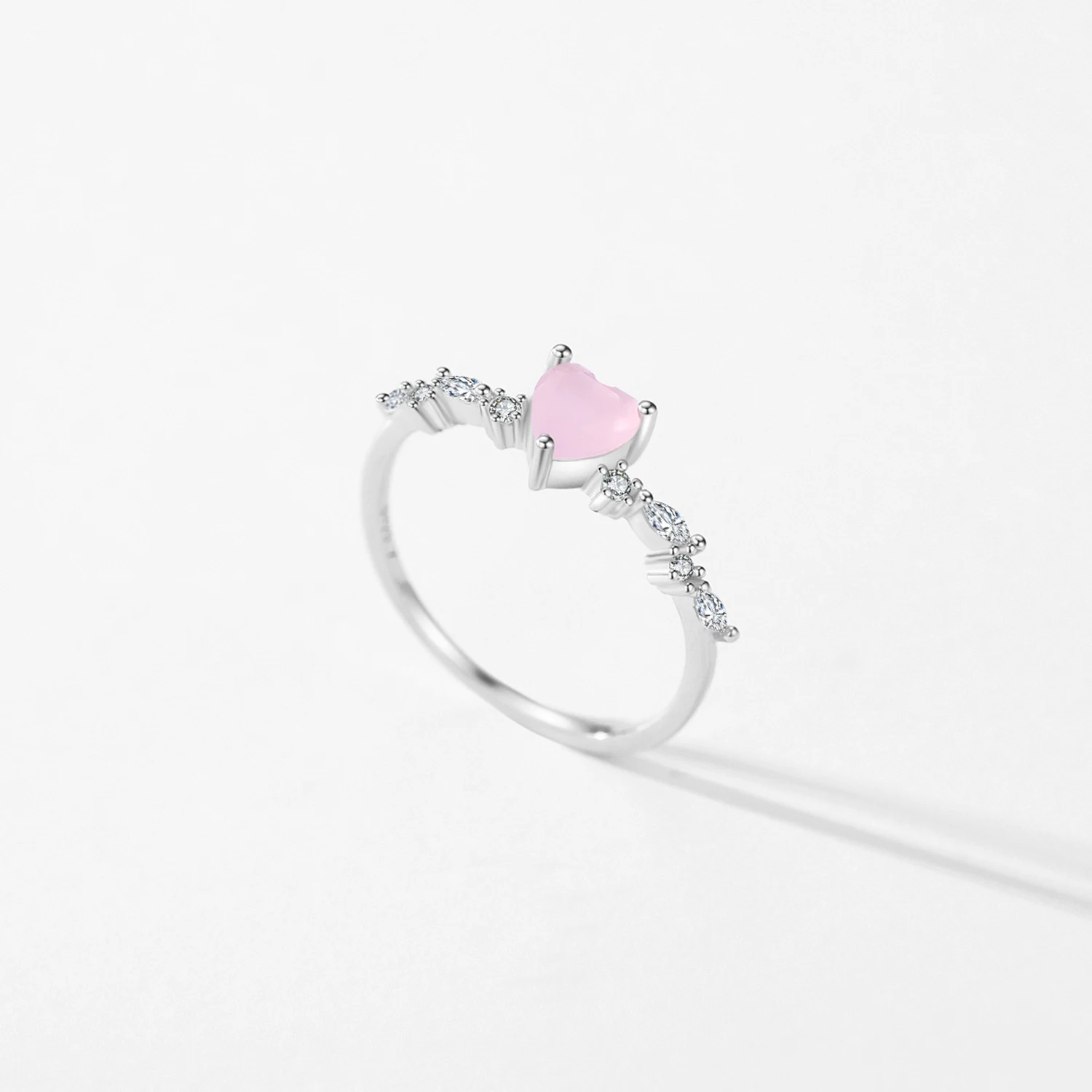 MODIAN 925 Sterling Silver Elegant Romantic Pink Crystal Heart Ring Luxury CZ Rings For Women Anniversary Fine Jewelry