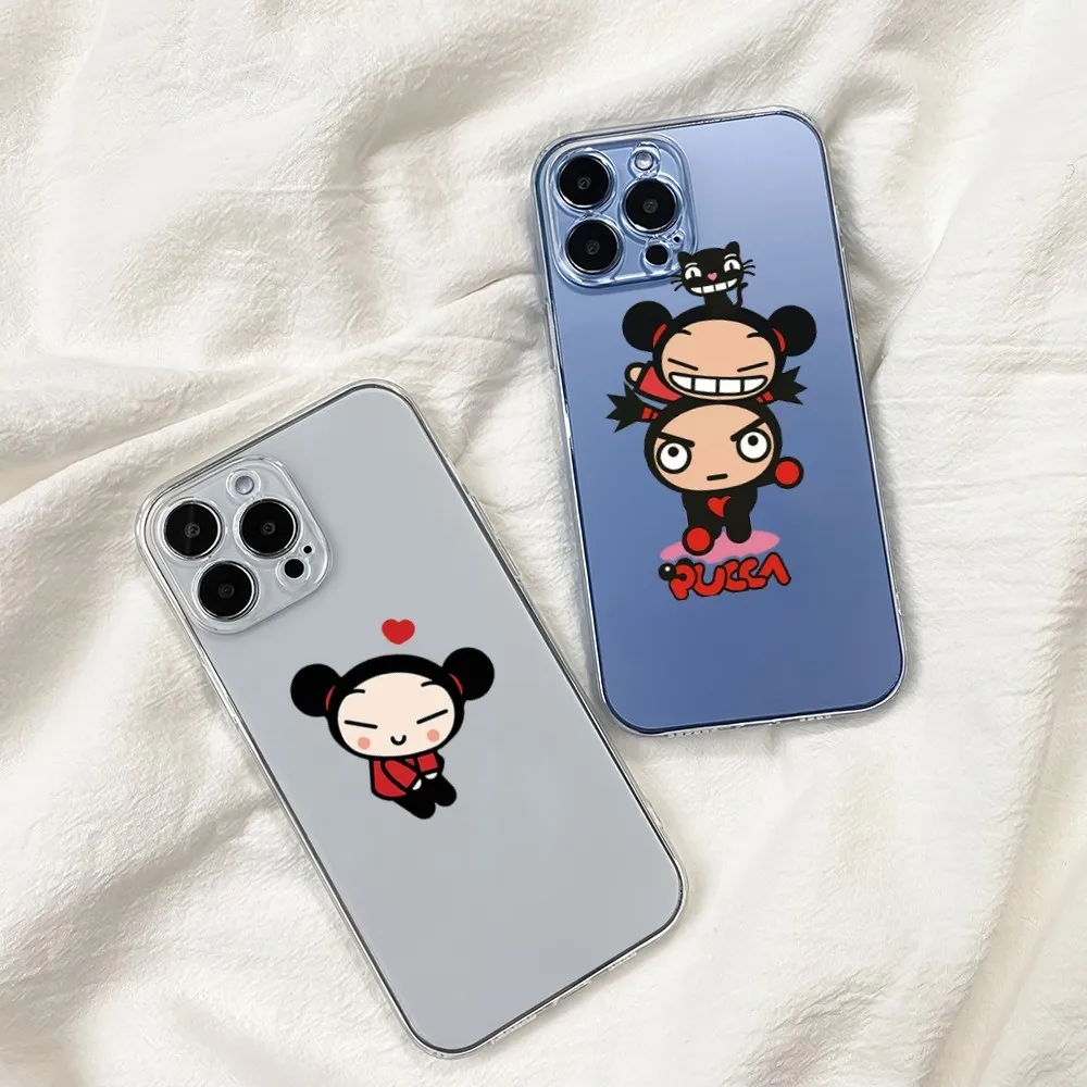 Niedliche Cartoon Pucca Garu Handy hülle für Samsung Galaxys20 S21 S22 S23 Fe Lite plus A71 Note20 transparente Hülle