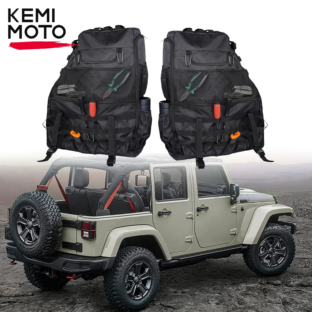 

Cargo Saddle Bag For Jeep Wrangler JK JKU JL 4-Door Roll Bar Storage Bag Cage Multi-Pockets Organizers For ATV Tool Storage Bags