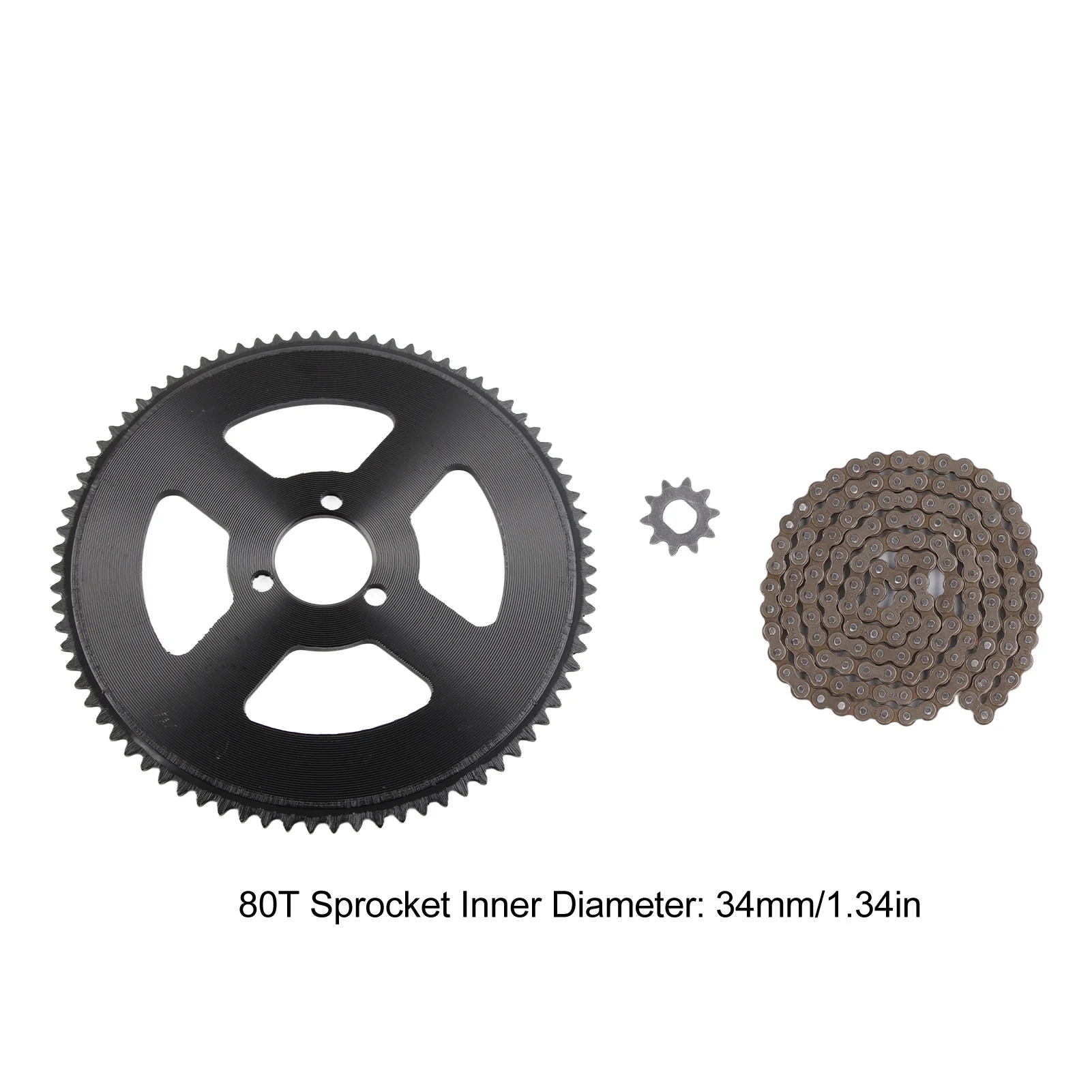 

80T Sprocket Chain and Sprocket Kit 80T 25H 34mm 3 Holes Sprocket 10T H Hole Chain Sprocket 146 Links Chain Sprocket Chain Set