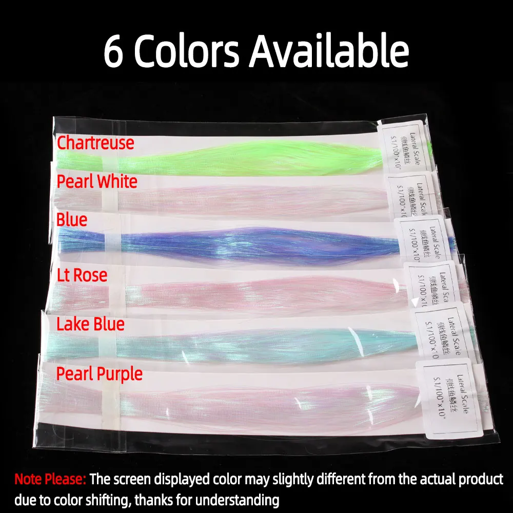 ICERIO 1/6Packs 0.2mm Corrugated Lateral Scale Flashabou Tinsel Jig Lure Bucktail Baitfish Minnow Streamer Fly Tying Material