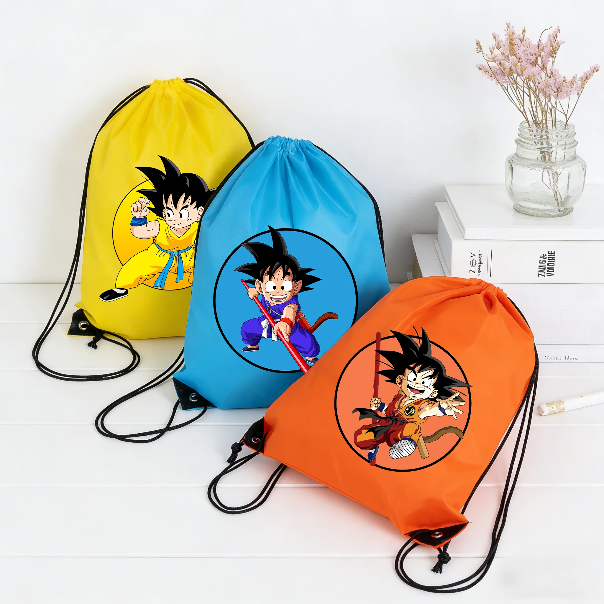 

Dragons Ball Drawstring Bag Boy Tote Double Shoulder Packet Cute Anime Kids Party Game Role Gift HandBag Sport Waterproof Pouche