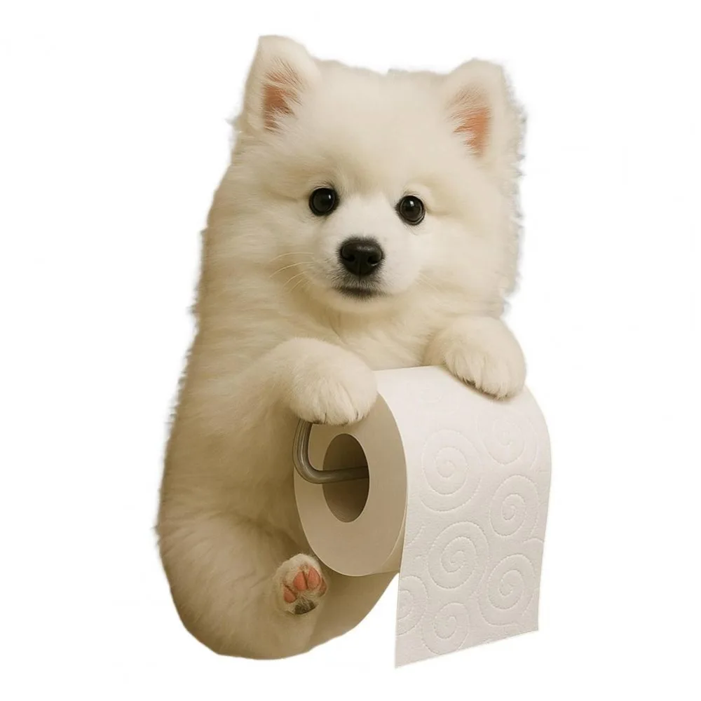 

Resin Dog Toilet Paper Holder Decorative 3D Dog Shape Wall Mount Tissue Dispenser Space Saving Multifunctional