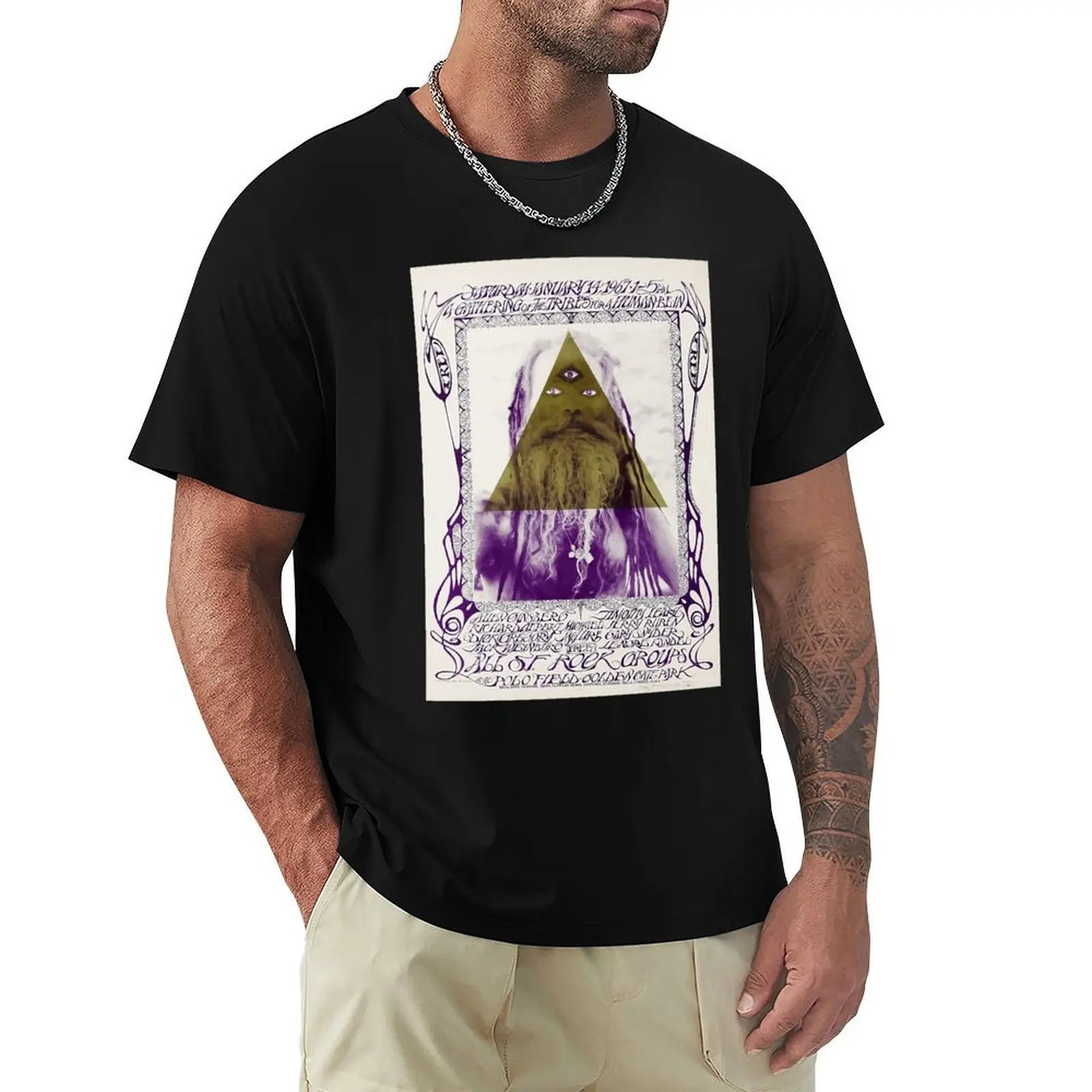 Favorite Allen Ginsberg And Timothy Leary Concert Poster Music Vintage T-Shirt Minimalist Plain Crew Neck T-Shirt