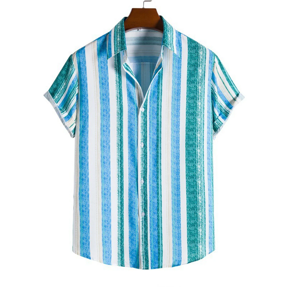 Tops Mens Shirt Casual Daily Beach Button Down Casual Hawaiian Holiday Polyester Retro Shirts Short Sleeve Comfy
